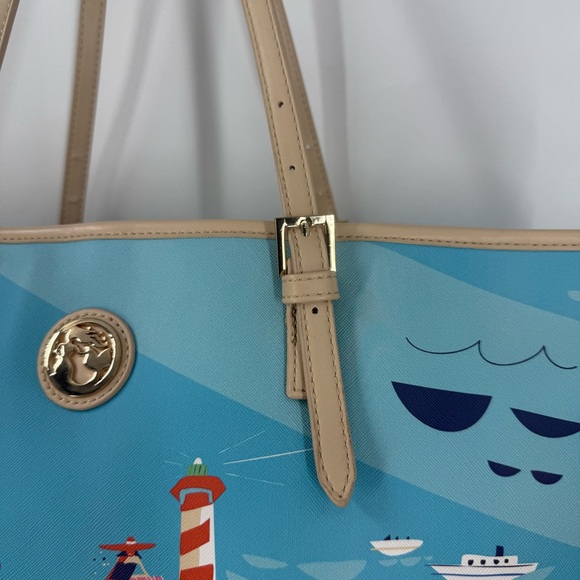 Spartina 449 Charleston medium size Stylish Blue and Tan Tote Bag - Picture 3 of 16